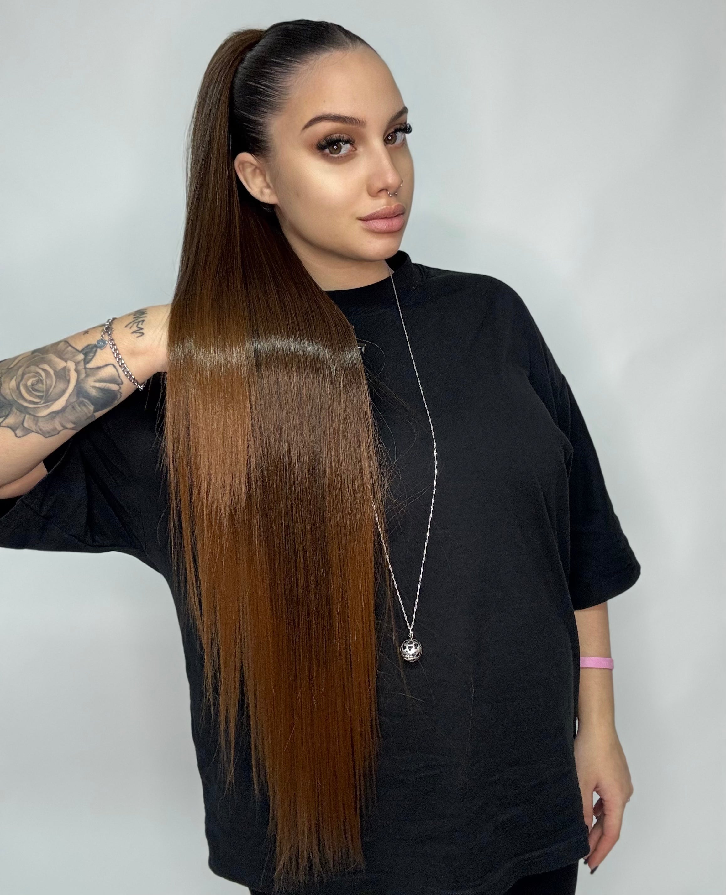 Coda liscia 90cm dark brown degradee