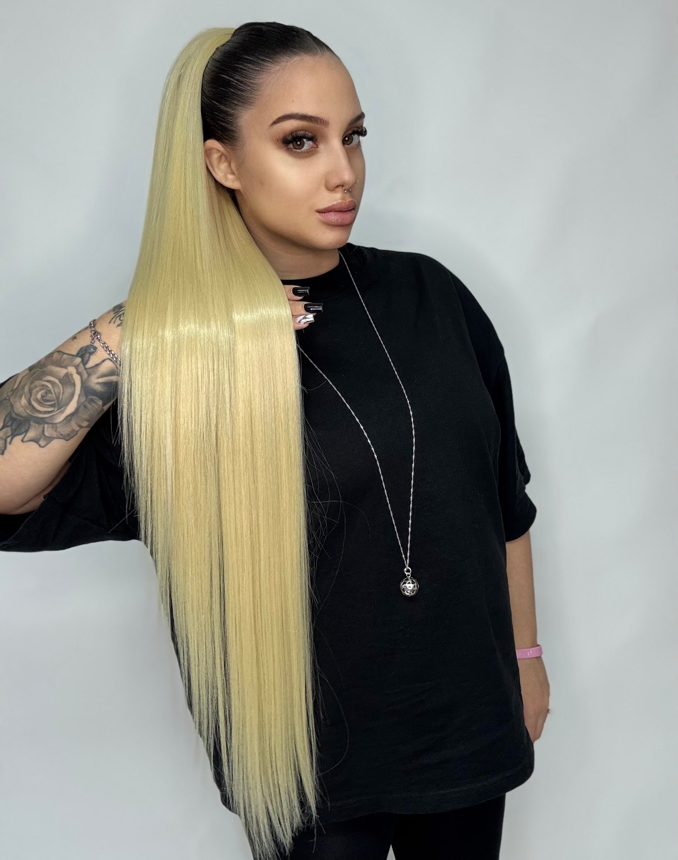 Coda liscia 90cm platinum blonde