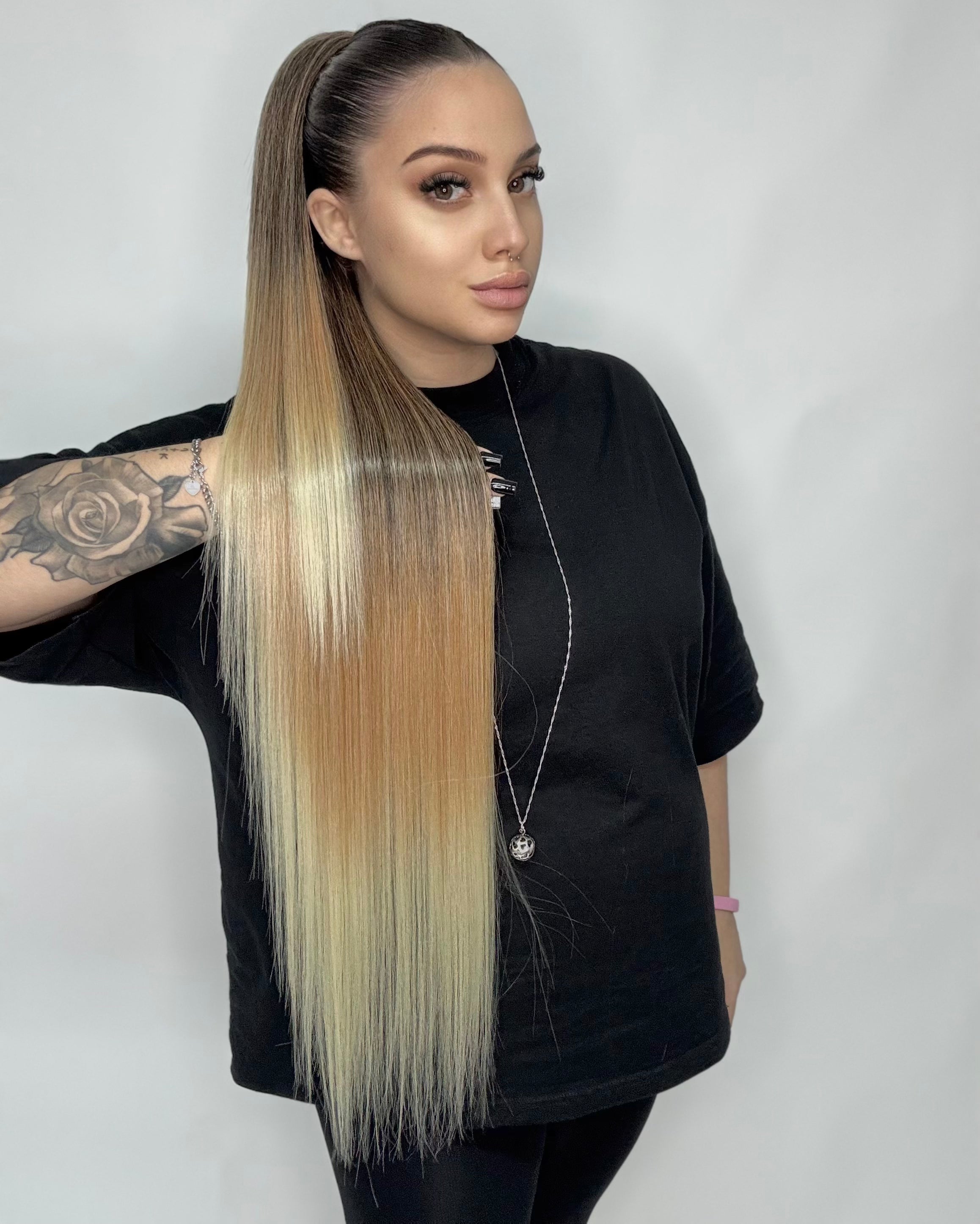 Coda liscia 90cm blonde degradee