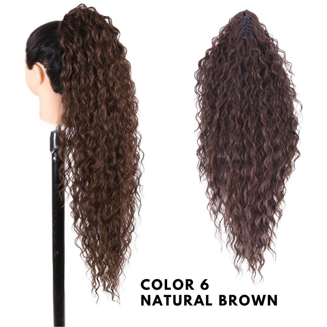 Coda riccia con pinza natural brown