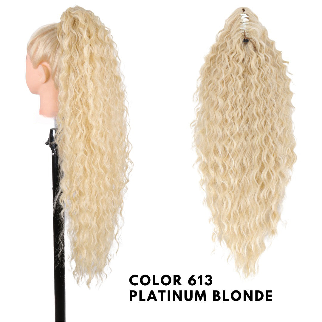 Coda riccia con pinza platinum Blonde